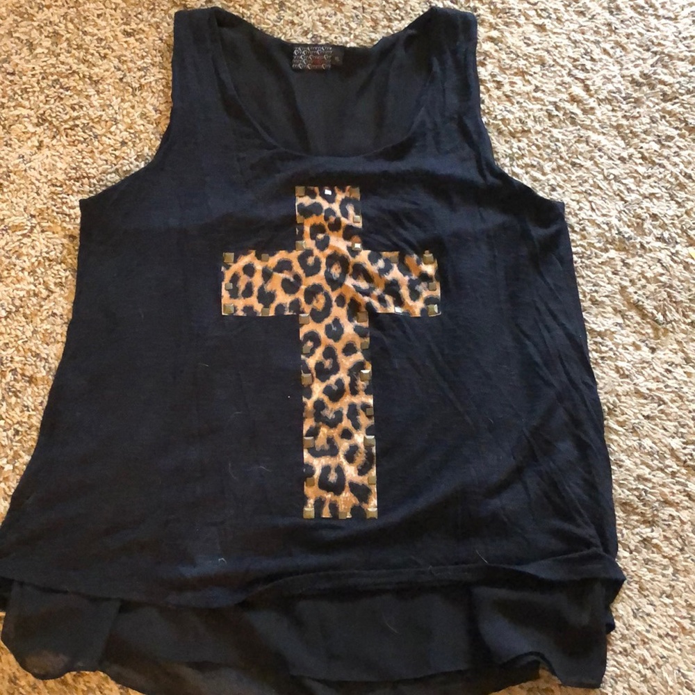 Black cross tank top